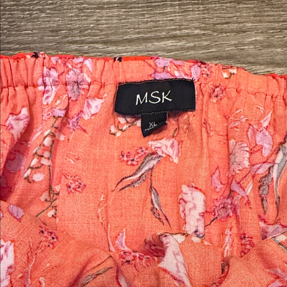 MSK XL Red Floral Off Shoulder Ruffle Midi Dress Boho NWT - Picture 5 of 5